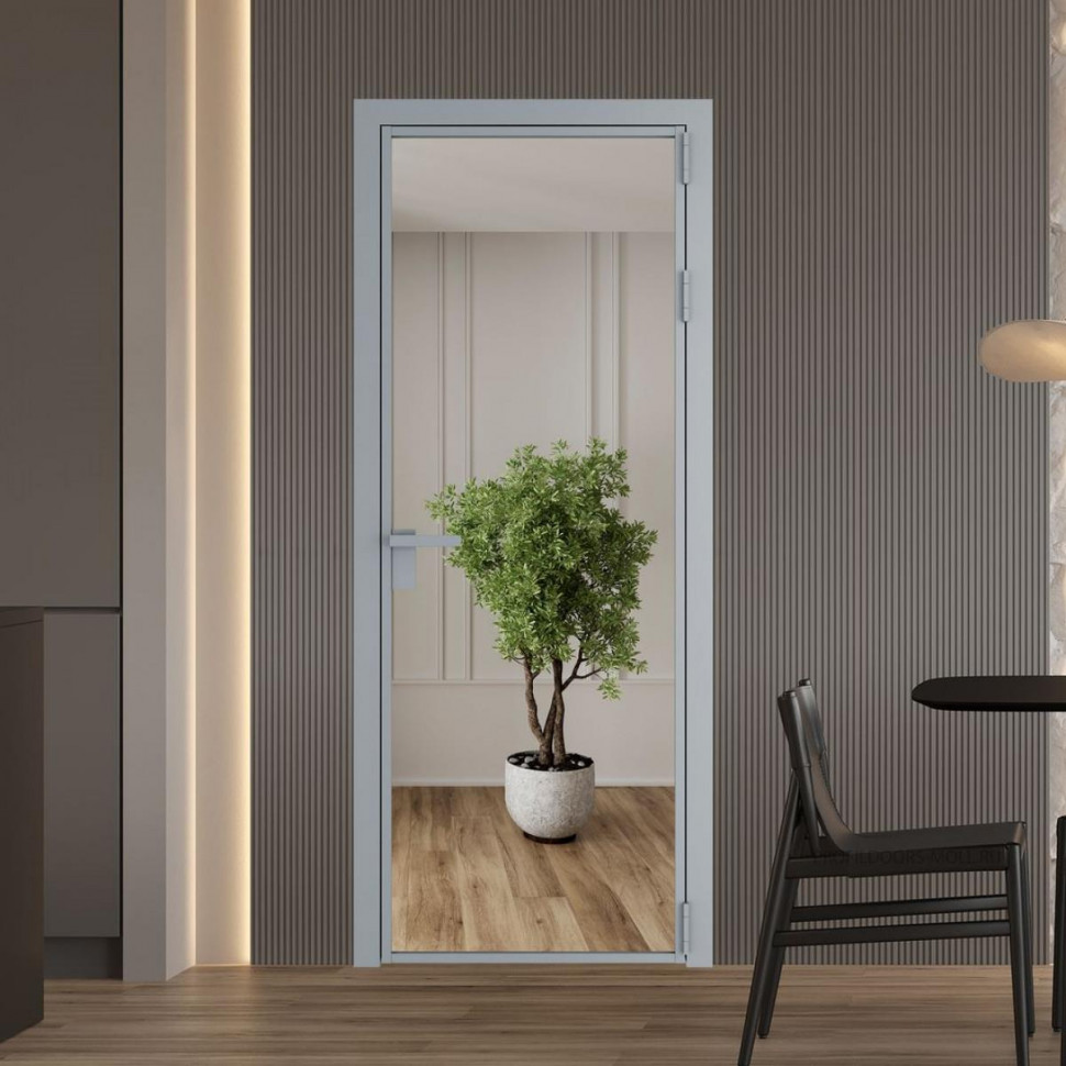 Межкомнатная дверь ProfilDoors 1 AG стекло Зеркало цвет профиля Серебро