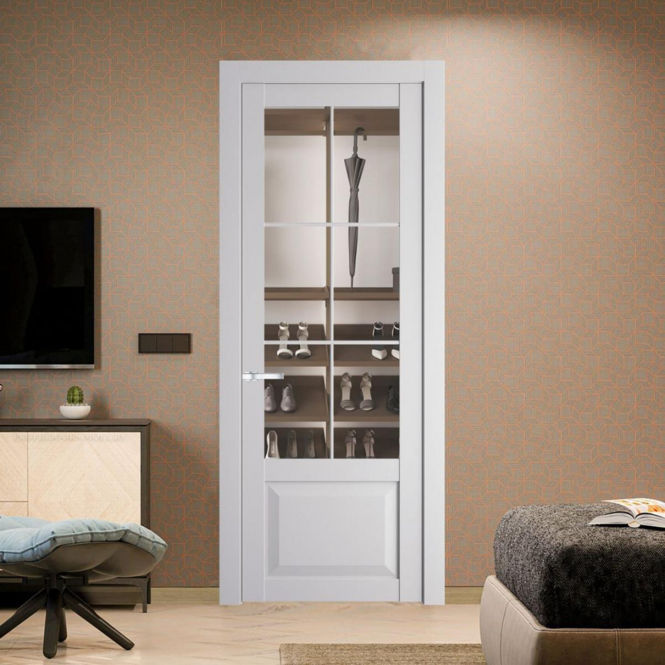 Межкомнатная дверь ProfilDoors 1.2.2 (р.6) PD цвет Крем Вайт вставка Прозрачное