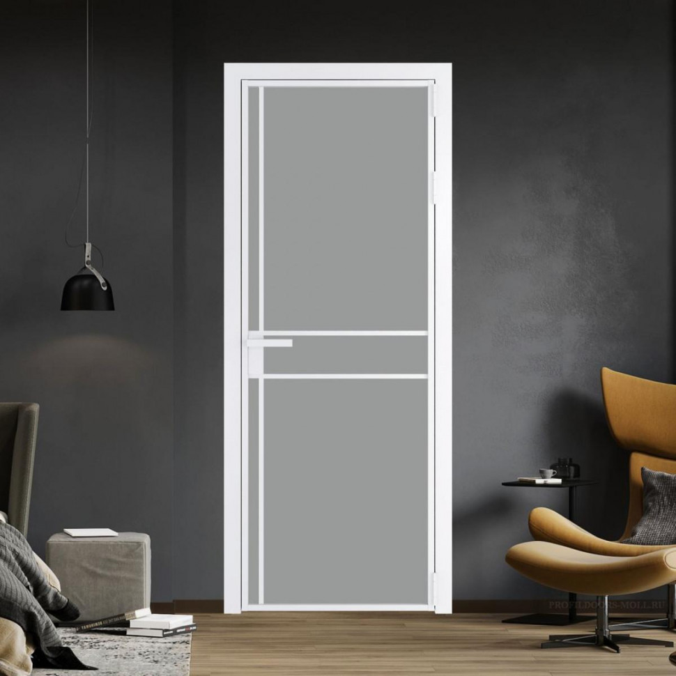 Межкомнатная дверь ProfilDoors 9 AG стекло Монохром серый триплекс цвет профиля Вайт