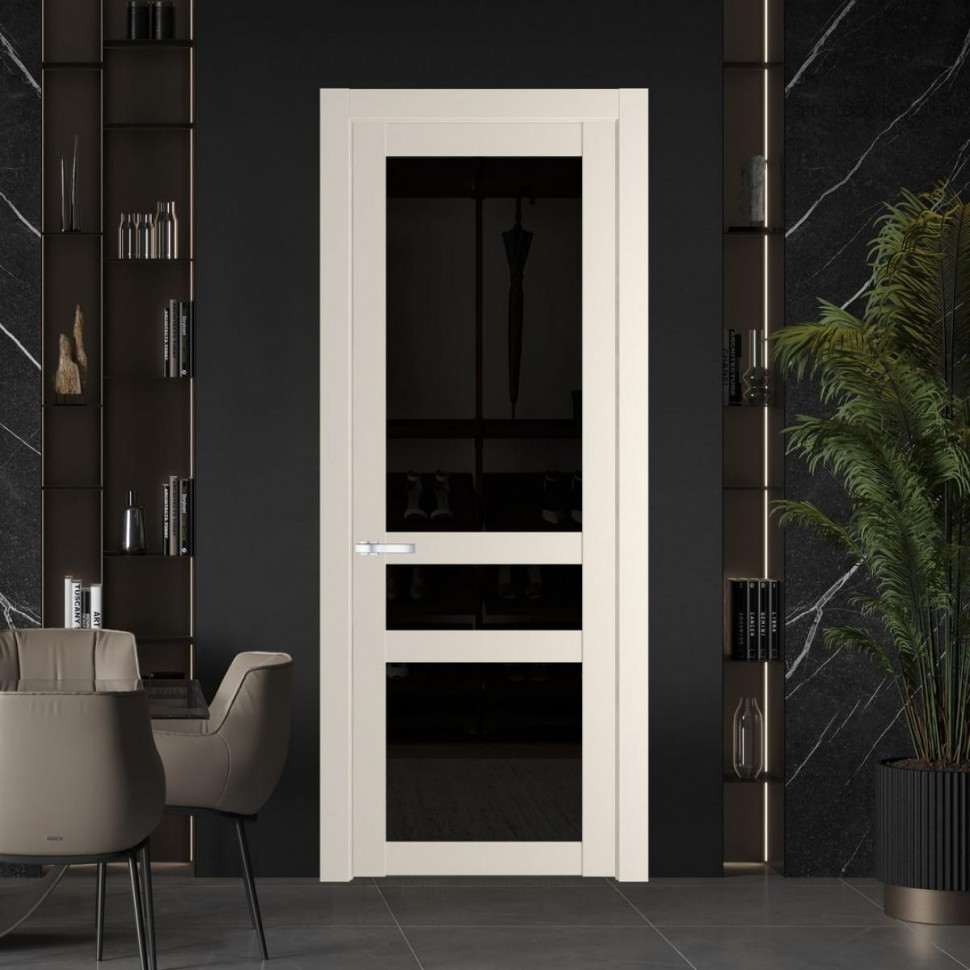 Межкомнатная дверь ProfilDoors 1.5.2 PD цвет Кремовая Магнолия вставка Черное тонированное