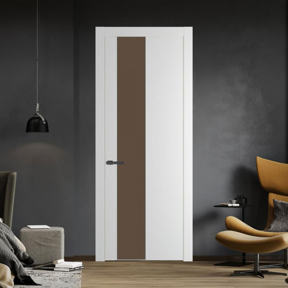 Межкомнатная дверь ProfilDoors 19 PW Крем Вайт Монохром гляссе молдинг Серая ночь