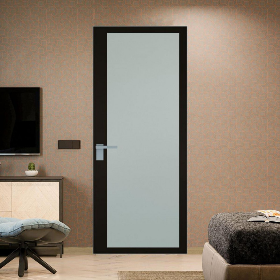 Межкомнатная дверь ProfilDoors 2 AGK цвет Мателюкс черный прокрас кромка Серебро