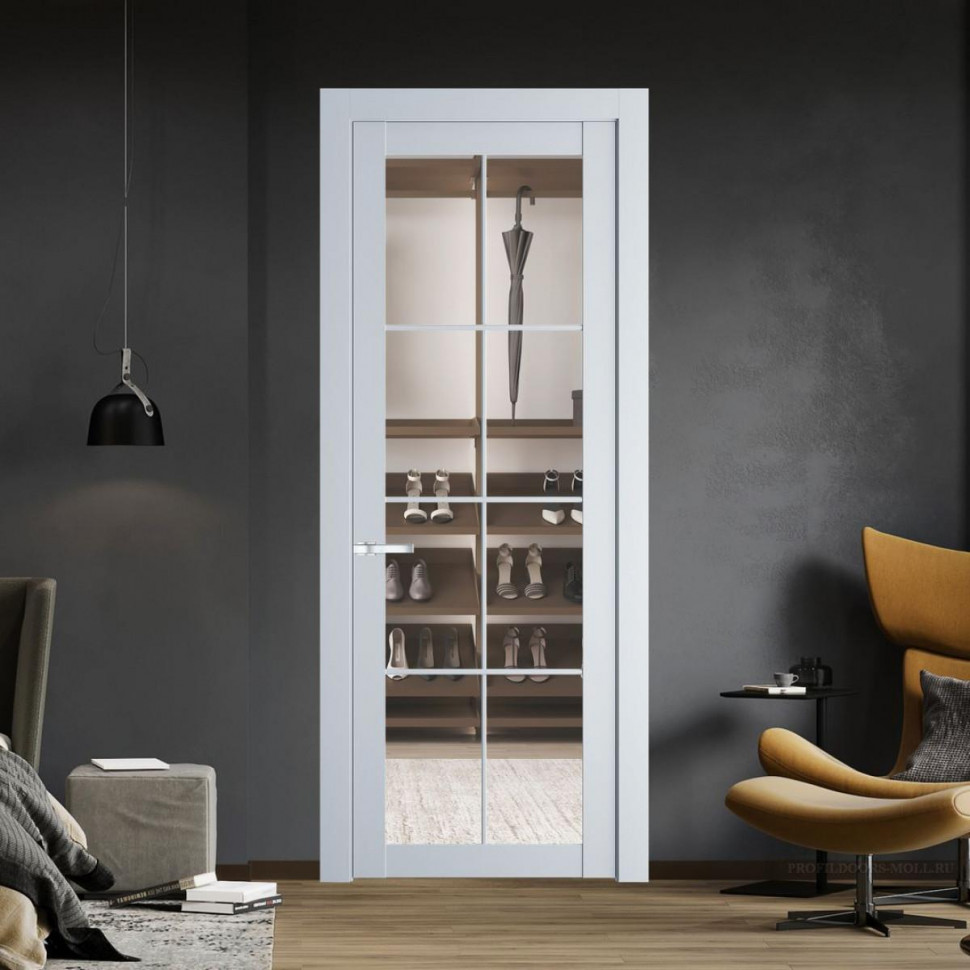Межкомнатная дверь ProfilDoors 1.1.2 (р.8) PD цвет Вайт вставка Прозрачное