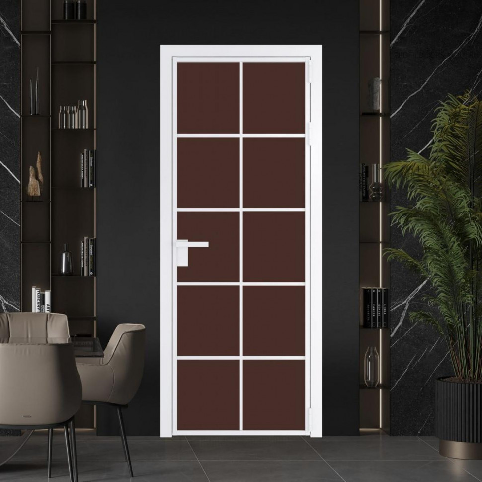 Межкомнатная дверь ProfilDoors 4 AG стекло Монохром шоколад триплекс цвет профиля Вайт