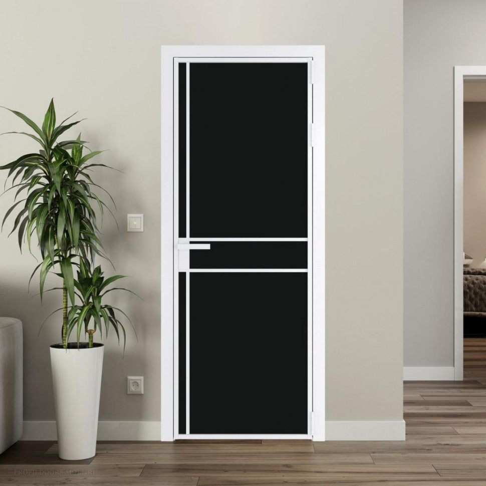 Межкомнатная дверь ProfilDoors 9 AG стекло Монохром черный триплекс цвет профиля Вайт
