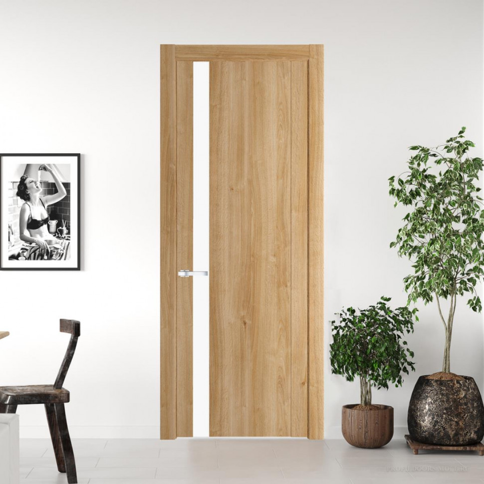Межкомнатная дверь ProfilDoors 1.2 N Дуб Карамель с вставкой стекла монохром белый просветленный