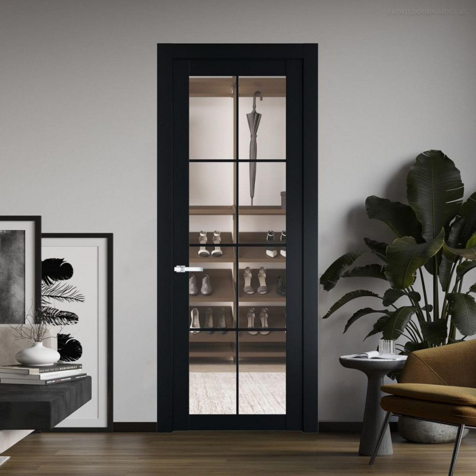 Межкомнатная дверь ProfilDoors 2.1.2 (р.8) PD цвет Блэк вставка Прозрачное