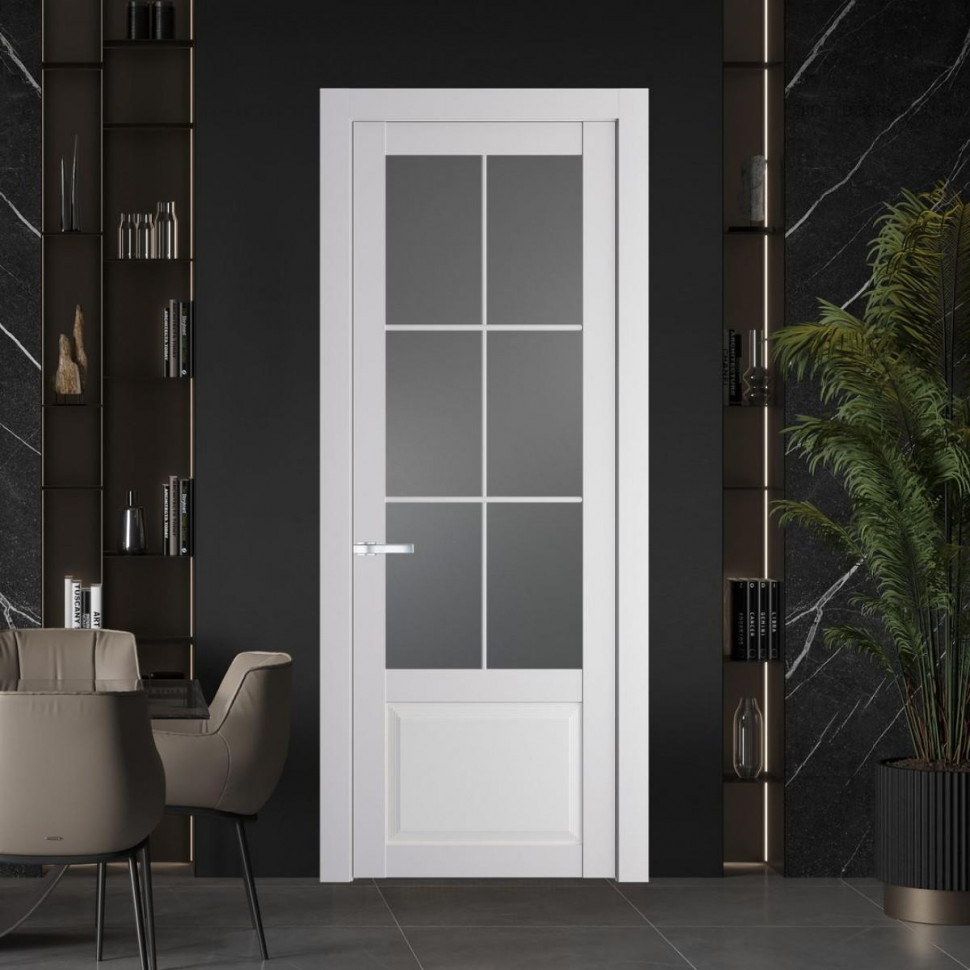 Межкомнатная дверь ProfilDoors 2.2.2 (р.6) PD цвет Крем Вайт вставка Графит