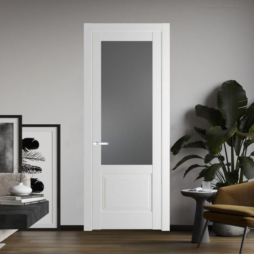 Межкомнатная дверь ProfilDoors 3.2.2 PD цвет Крем Вайт вставка Графит