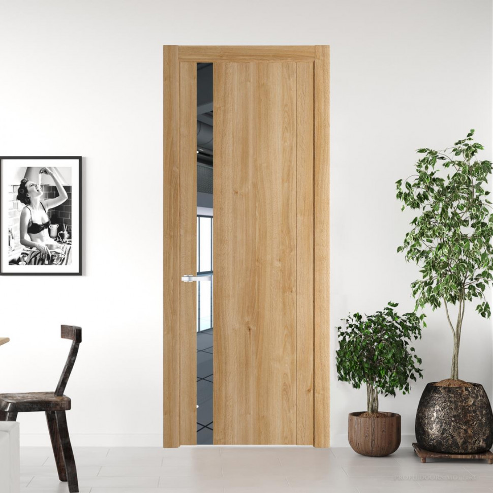 Межкомнатная дверь ProfilDoors 1.2 N Дуб Карамель с вставкой стекла зеркало