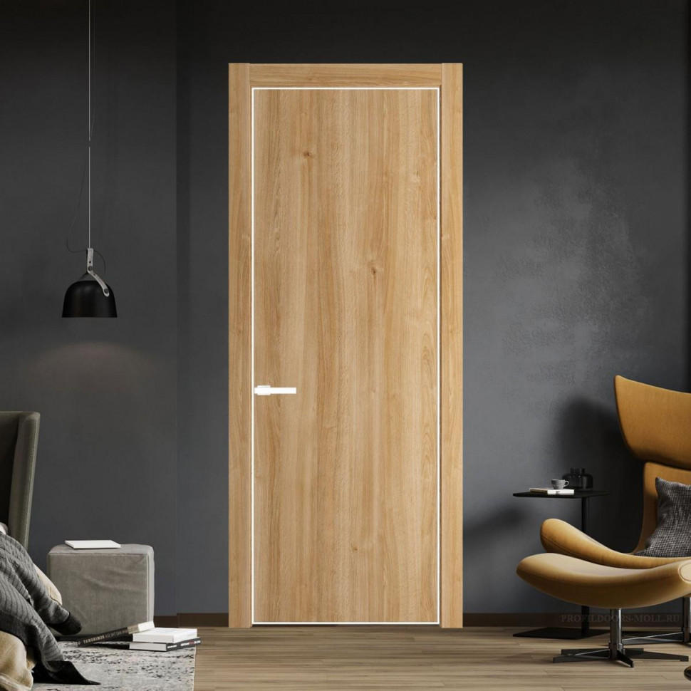 Межкомнатная дверь ProfilDoors 1 NE Дуб Карамель с кромкой Вайт