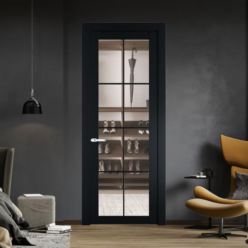 Межкомнатная дверь ProfilDoors 1.1.2 (р.8) PD цвет Блэк вставка Прозрачное