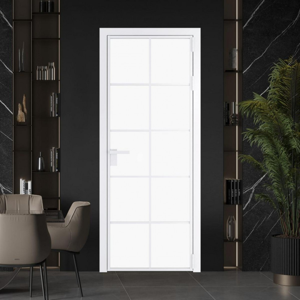 Межкомнатная дверь ProfilDoors 4 AG стекло Монохром белый просветленный триплекс цвет профиля Вайт