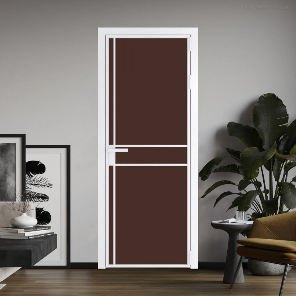 Межкомнатная дверь ProfilDoors 9 AG стекло Монохром шоколад триплекс цвет профиля Вайт