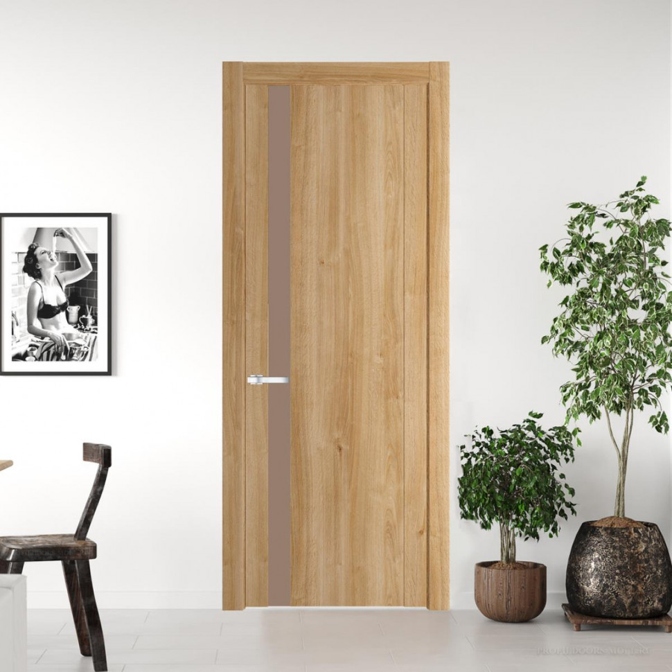 Межкомнатная дверь ProfilDoors 1.2 N Дуб Карамель с вставкой стекла монохром капучино