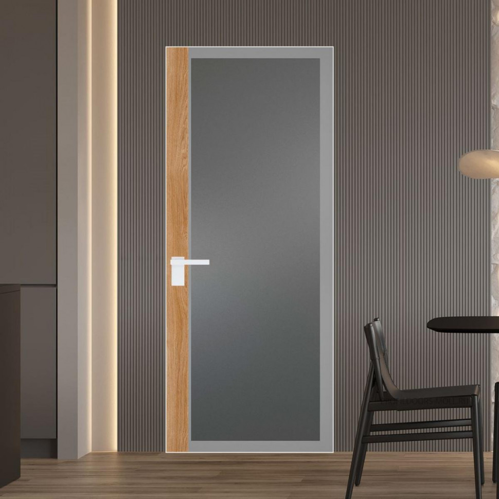 Межкомнатная дверь ProfilDoors 6 AGK цвет Мателюкс графит серый прокрас вставка Дуб Карамель кромка Вайт