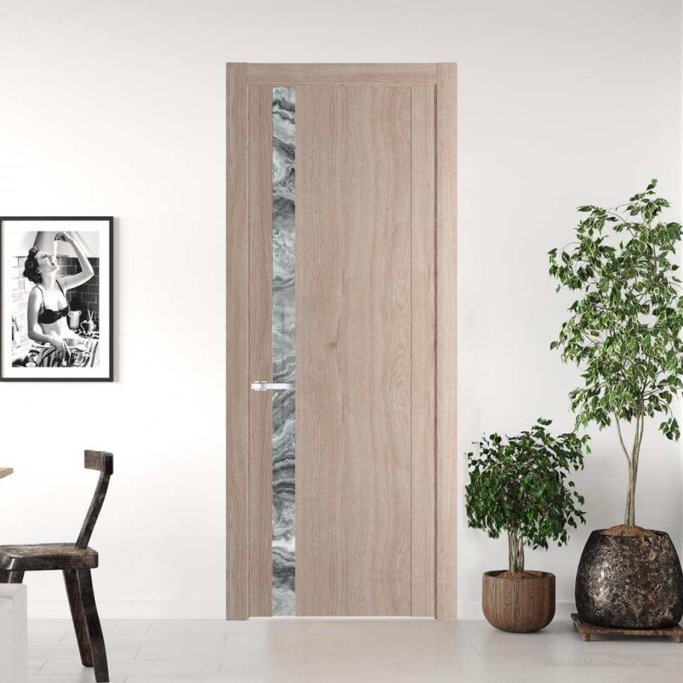 Межкомнатная дверь ProfilDoors 1.2 N Дуб Сонома с вставкой стекла атриум серебро