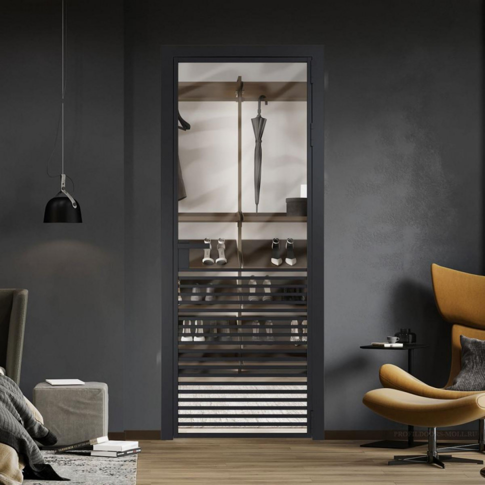 Межкомнатная дверь ProfilDoors 16 AG стекло Прозрачное цвет профиля Черный матовый