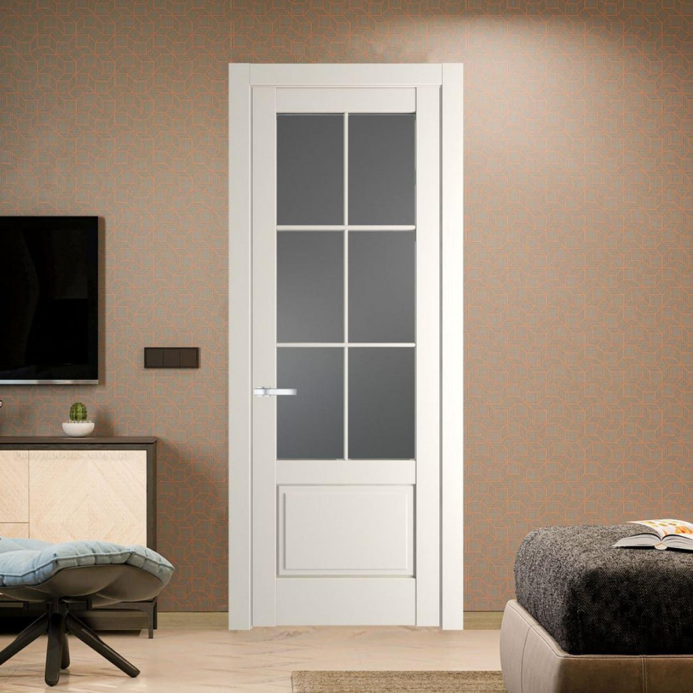 Межкомнатная дверь ProfilDoors 3.2.2 (р.6) PD цвет Перламутр белый вставка Графит