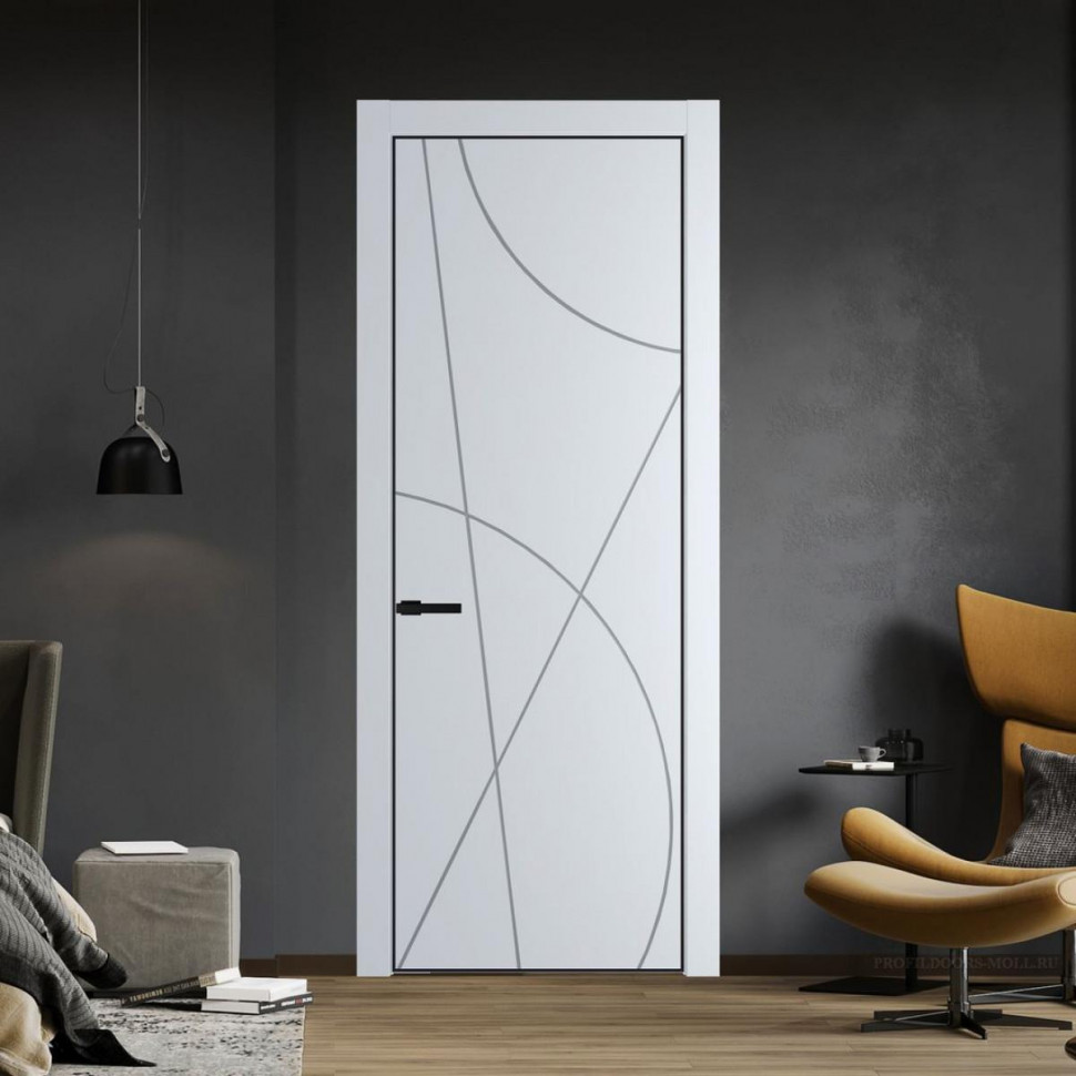 Межкомнатная дверь ProfilDoors 4 PE с фрезерованным рисунком Вайт с алюминиевой кромкой Черный