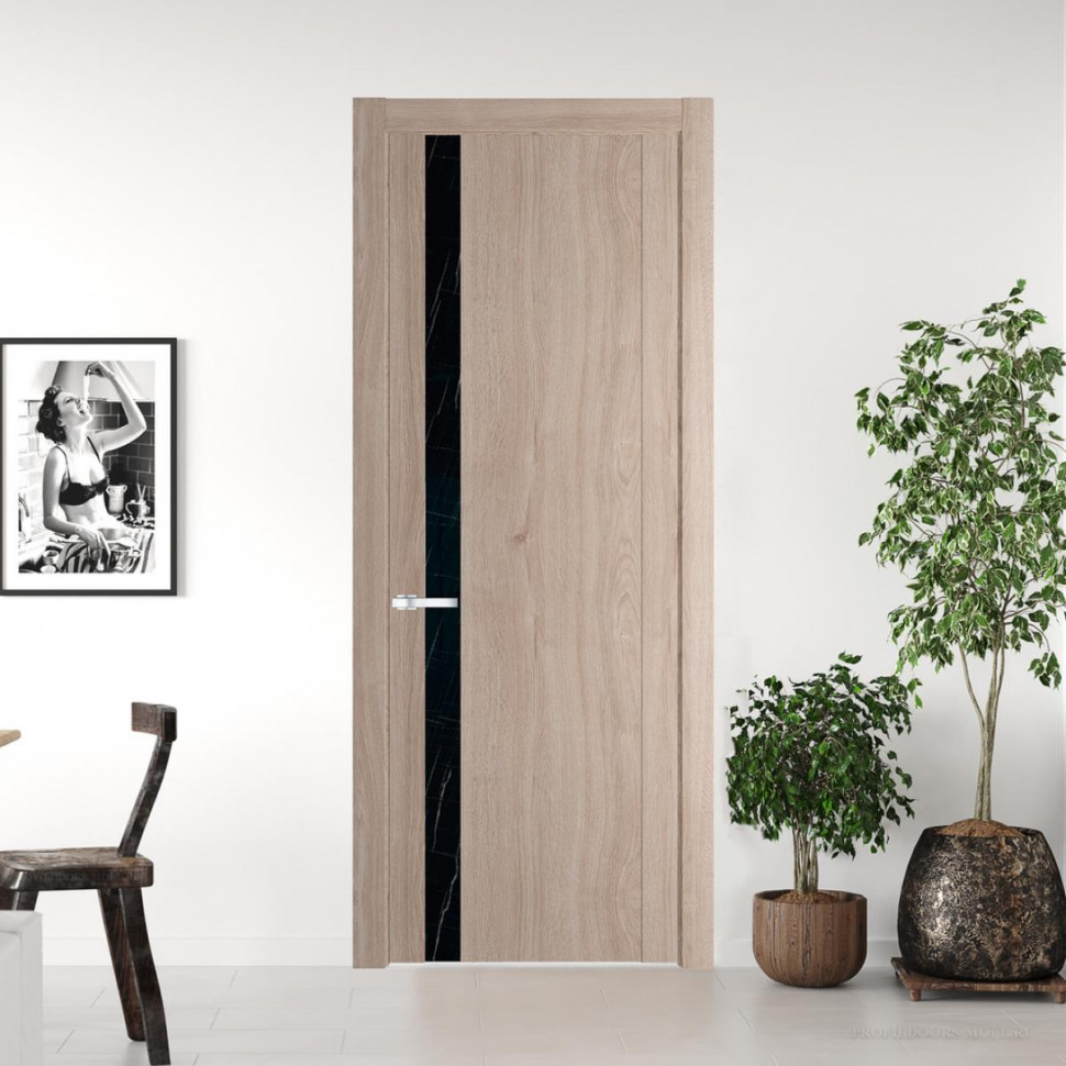 Межкомнатная дверь ProfilDoors 1.2 N Дуб Сонома с вставкой стекла неро мрамор
