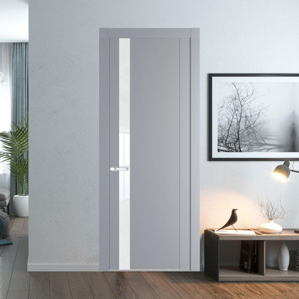 Межкомнатная дверь ProfilDoors 1.2P Смоки Лак классик молдинг Серебро