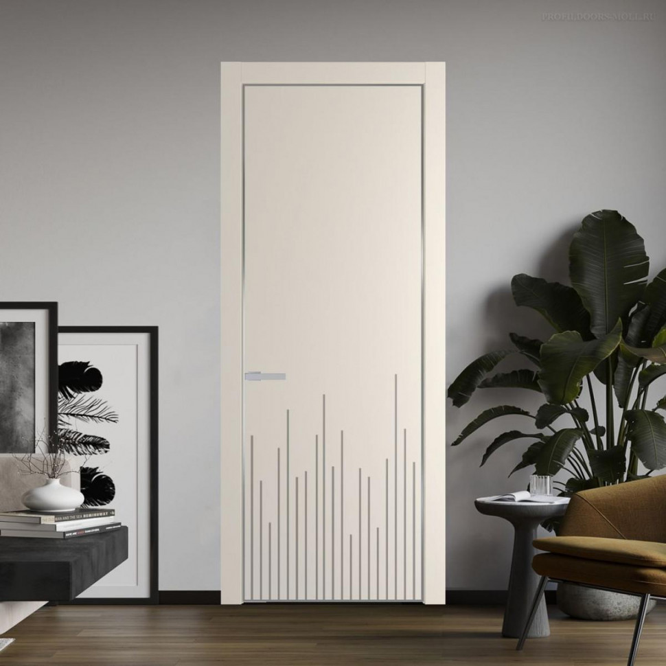 Межкомнатная дверь ProfilDoors 7 PA Кремовая Магнолия с профилем Серебро