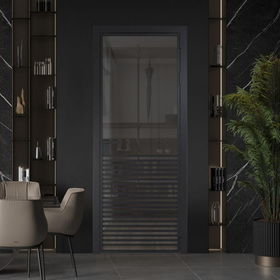 Межкомнатная дверь ProfilDoors 16 AG стекло Тонированное цвет профиля Черный матовый