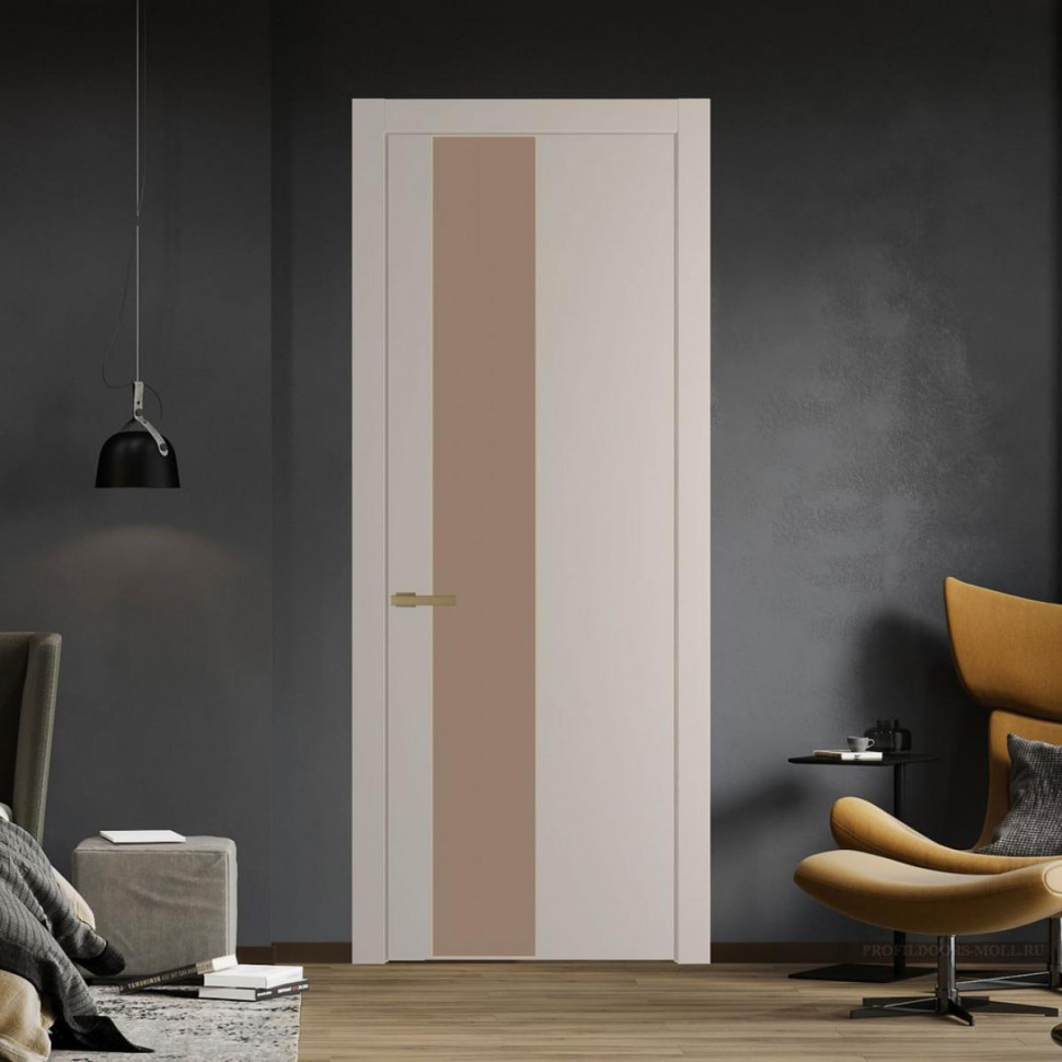 Межкомнатная дверь ProfilDoors 19 PW Сэнд Монохром капучино молдинг Золото