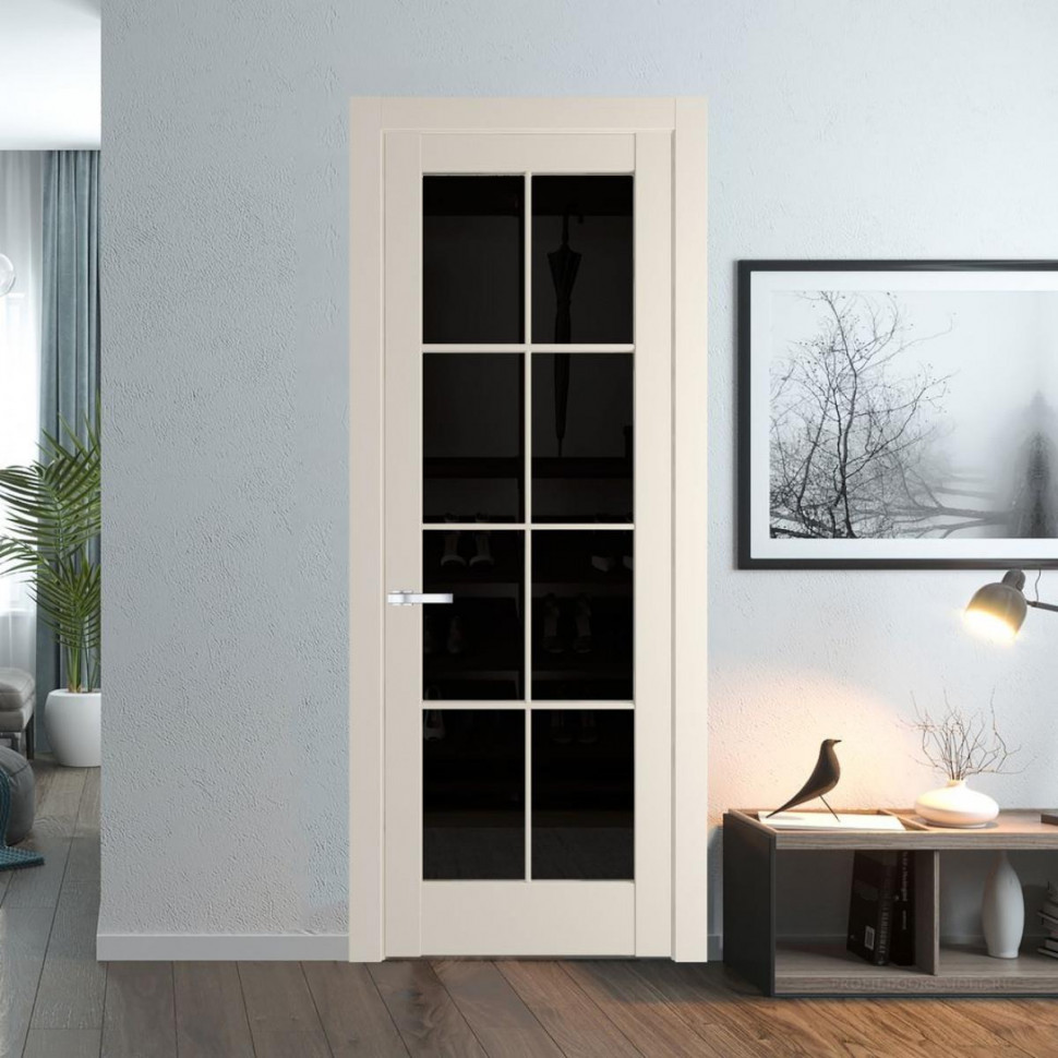 Межкомнатная дверь ProfilDoors 4.1.2 (р.8) PD цвет Кремовая Магнолия вставка Черное тонированное