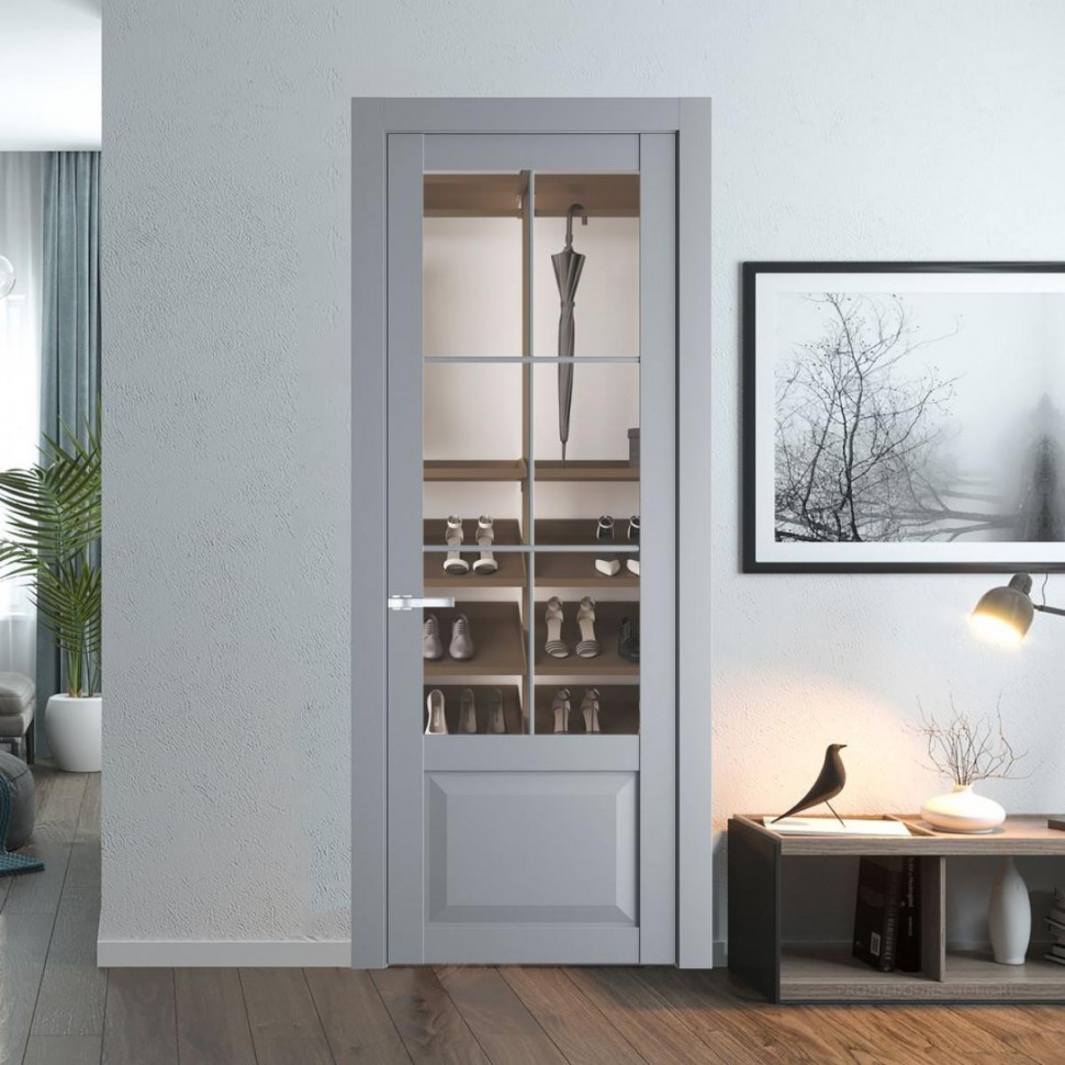 Межкомнатная дверь ProfilDoors 1.2.2 (р.6) PD цвет Смоки вставка Прозрачное