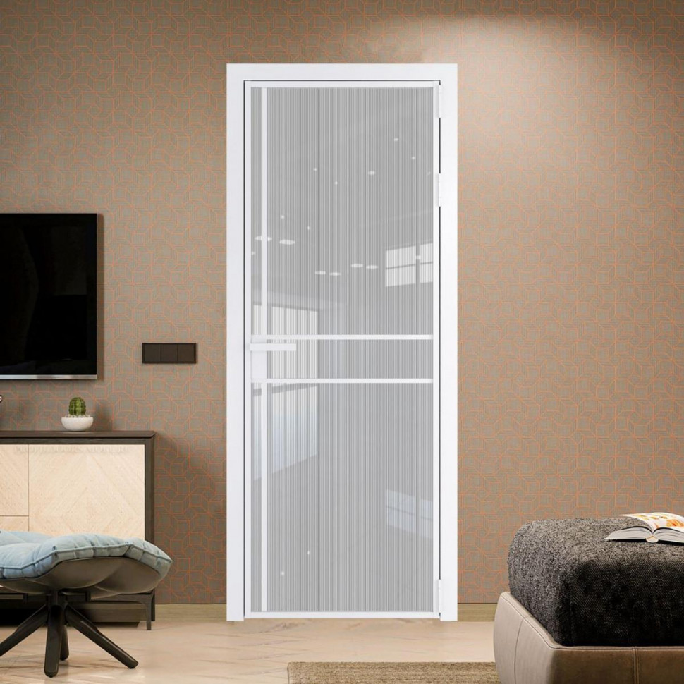 Межкомнатная дверь ProfilDoors 9 AG стекло Узор Страйп цвет профиля Вайт