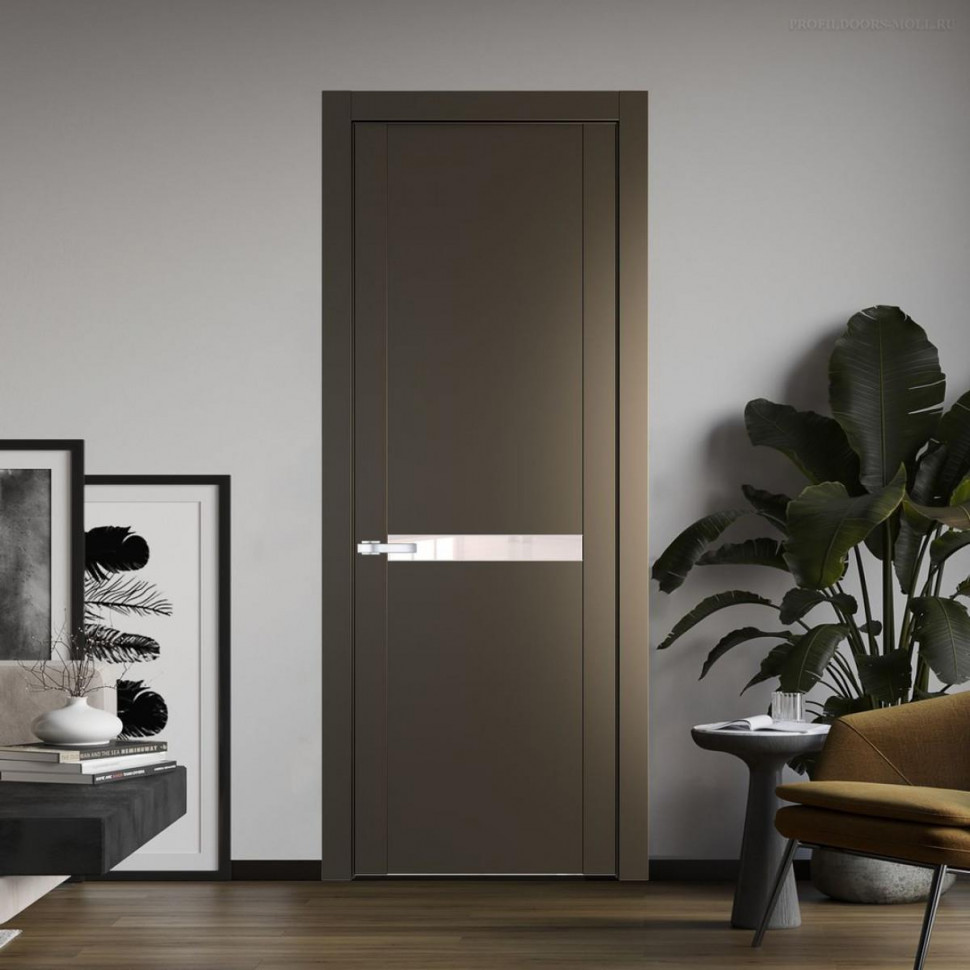 Межкомнатная дверь ProfilDoors 1.4P Перламутр бронза Lacobel Перламутровый лак молдинг Серебро