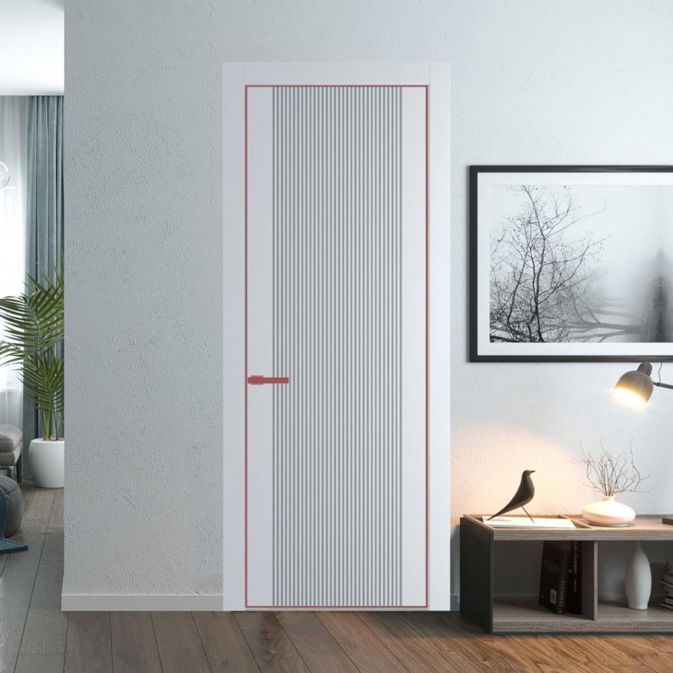 Межкомнатная дверь ProfilDoors 37 PE с фрезерованным рисунком Вайт с алюминиевой кромкой Красный антрацит