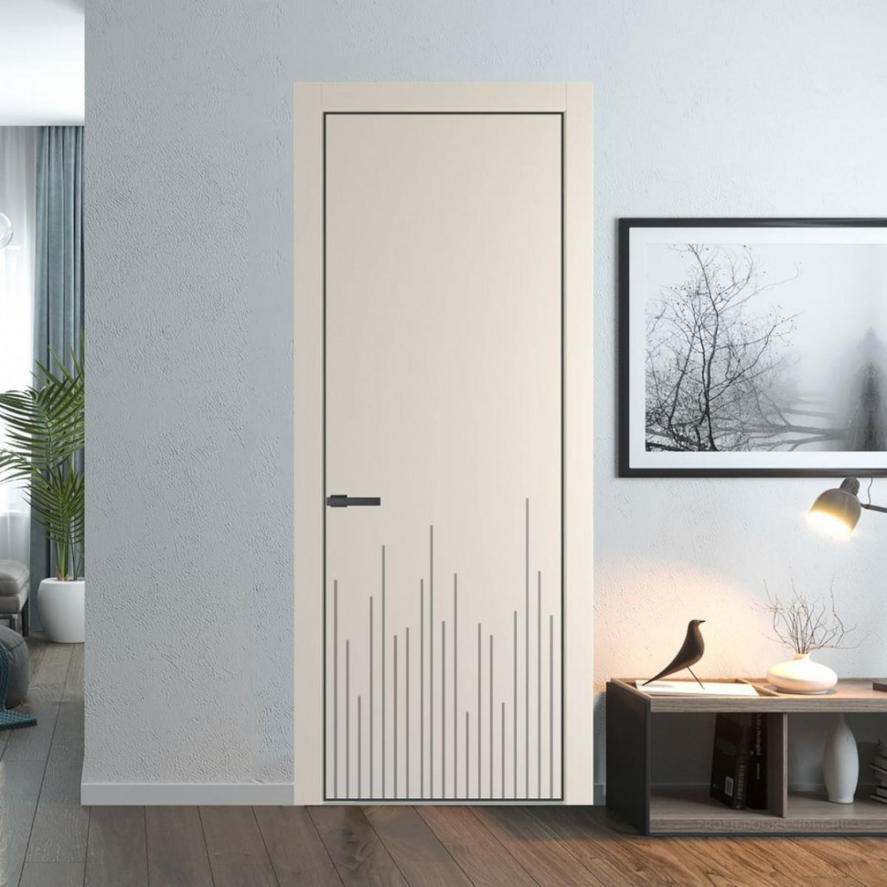 Межкомнатная дверь ProfilDoors 7 PA Кремовая Магнолия с профилем Серая Ночь
