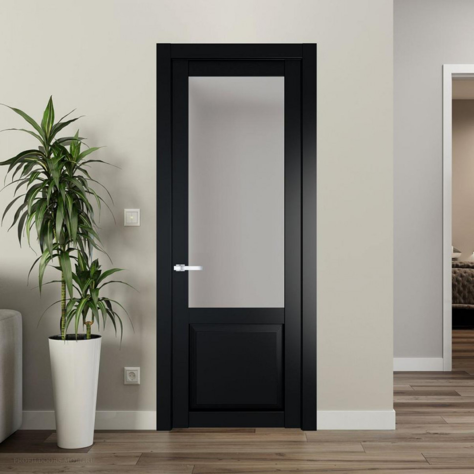 Межкомнатная дверь ProfilDoors 2.2.2 PD цвет Блэк вставка Матовое