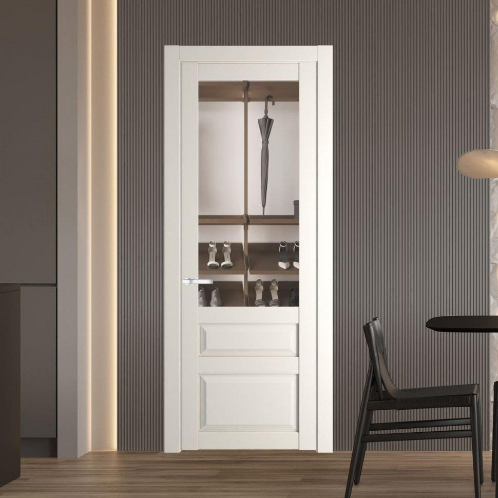 Межкомнатная дверь ProfilDoors 2.5.3 PD цвет Перламутр белый вставка Прозрачное