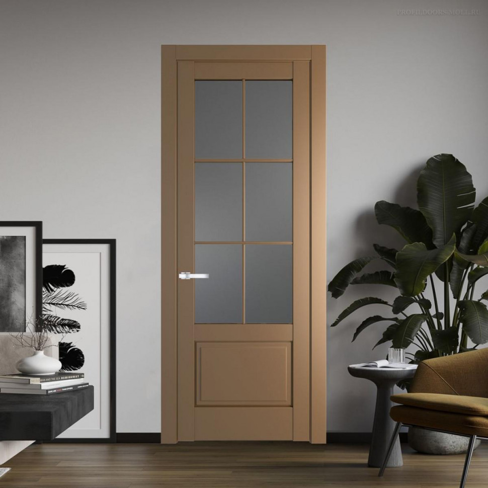 Межкомнатная дверь ProfilDoors 3.2.2 (р.6) PD цвет Перламутр золото вставка Графит