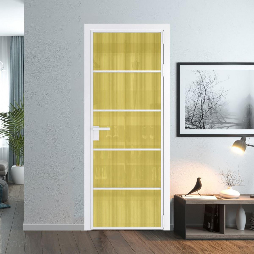 Межкомнатная дверь ProfilDoors 14 AG стекло Мору золото цвет профиля Вайт