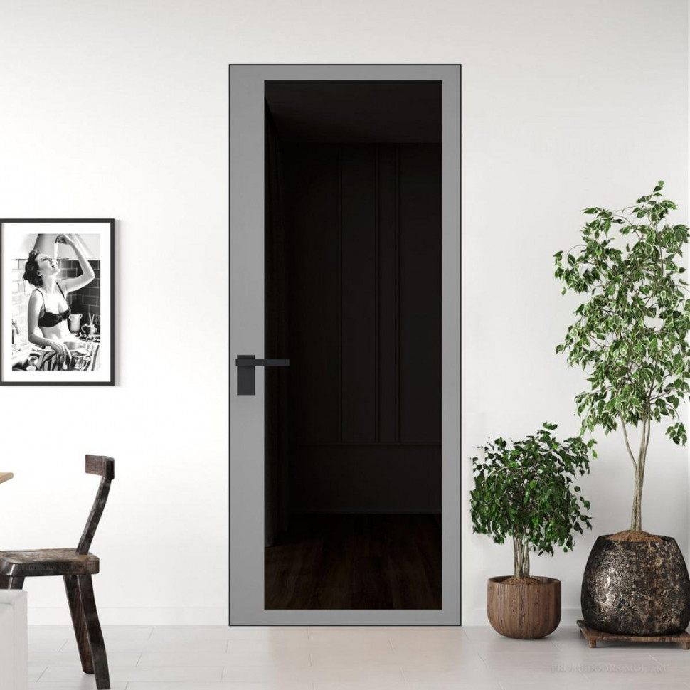 Межкомнатная дверь ProfilDoors 2 AGK цвет Планибель графит серый прокрас кромка Черный матовый