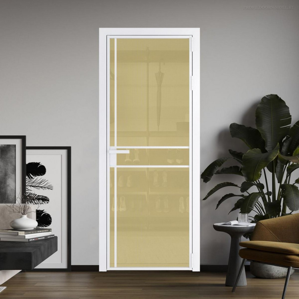 Межкомнатная дверь ProfilDoors 9 AG стекло Кризет золото цвет профиля Вайт