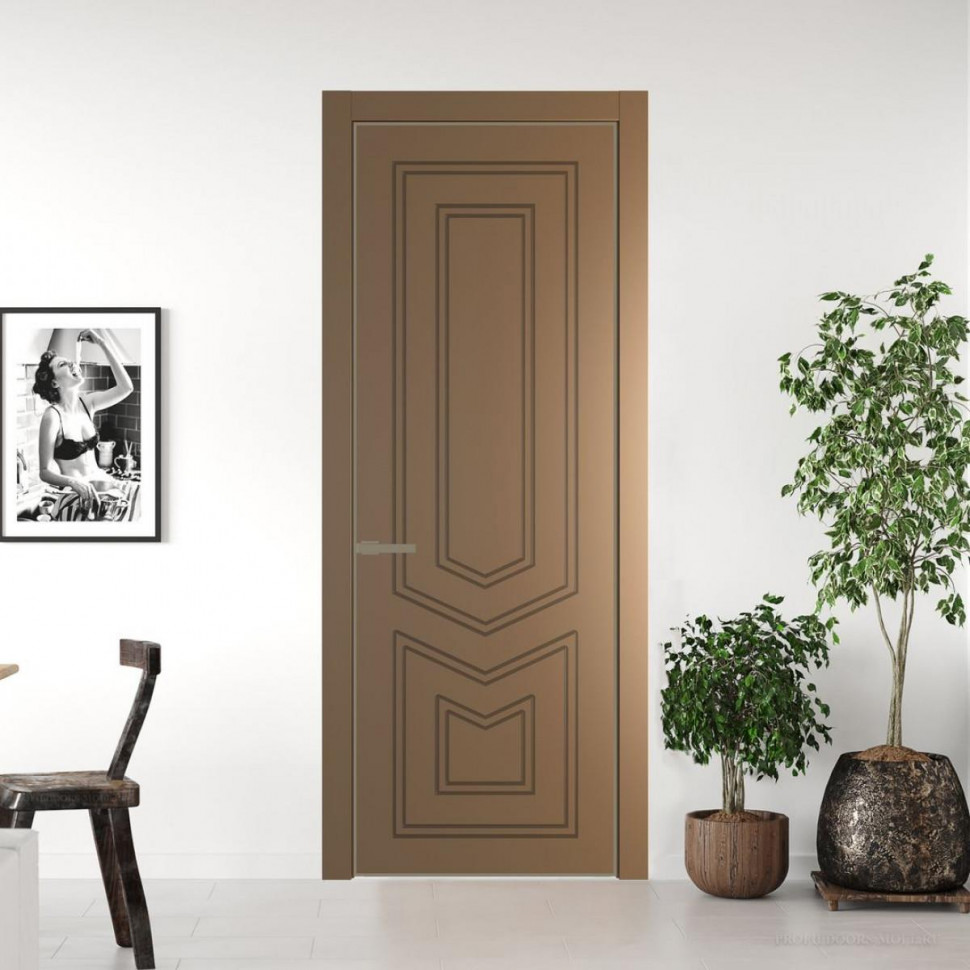 Межкомнатная дверь ProfilDoors 29 PE с фрезерованным рисунком Перламутр золото с алюминиевой кромкой Шампань