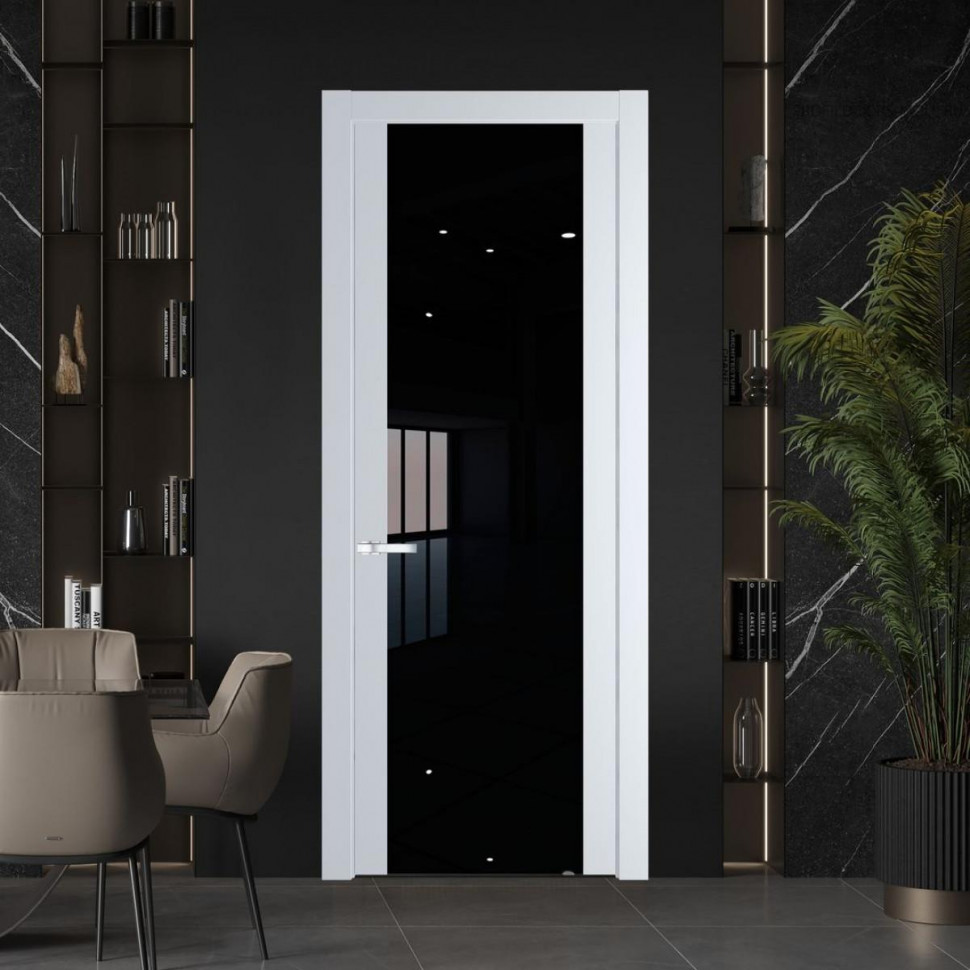 Межкомнатная дверь ProfilDoors 1.7P Вайт Lacobel Черный лак