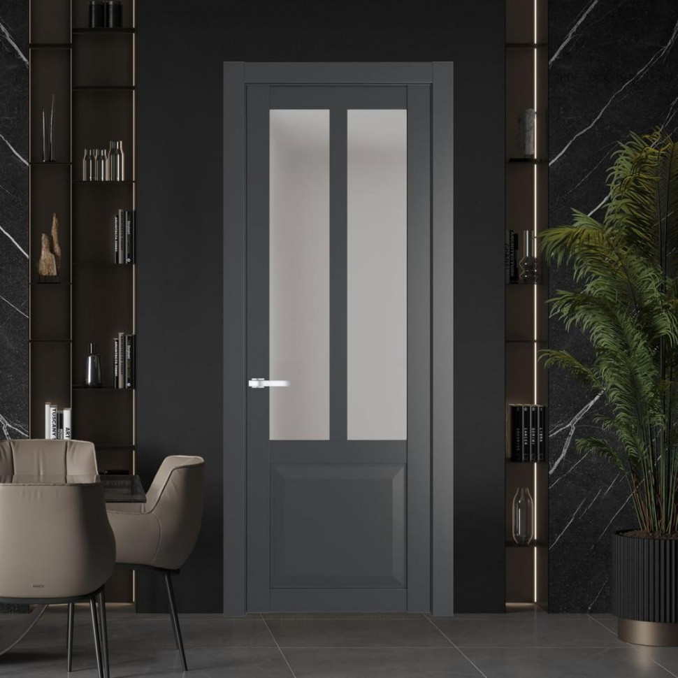 Межкомнатная дверь ProfilDoors 1.8.2 PD цвет Графит вставка Матовое