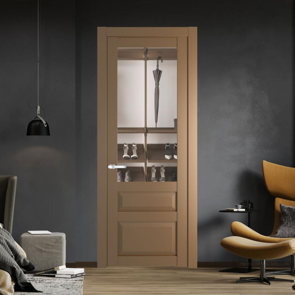 Межкомнатная дверь ProfilDoors 2.5.3 PD цвет Перламутр золото вставка Прозрачное
