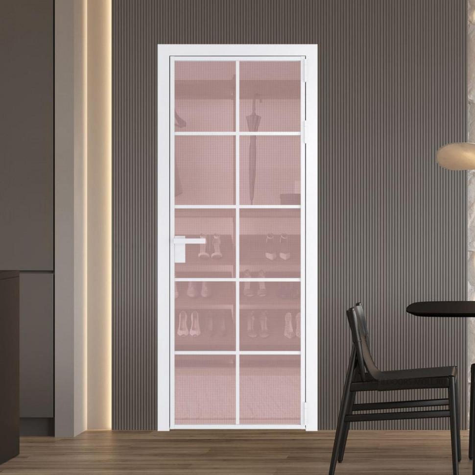 Межкомнатная дверь ProfilDoors 4 AG стекло Кризет розовое цвет профиля Вайт