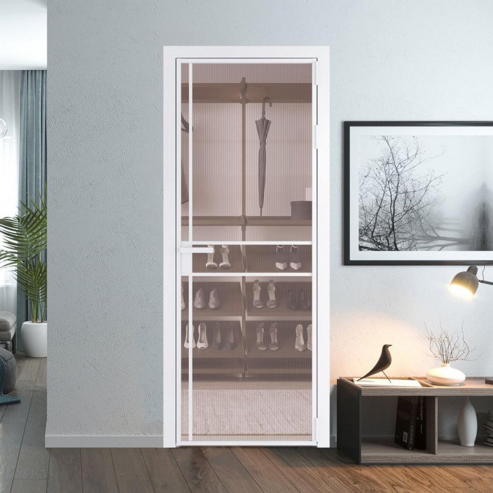 Межкомнатная дверь ProfilDoors 9 AG стекло Мору розовое цвет профиля Вайт
