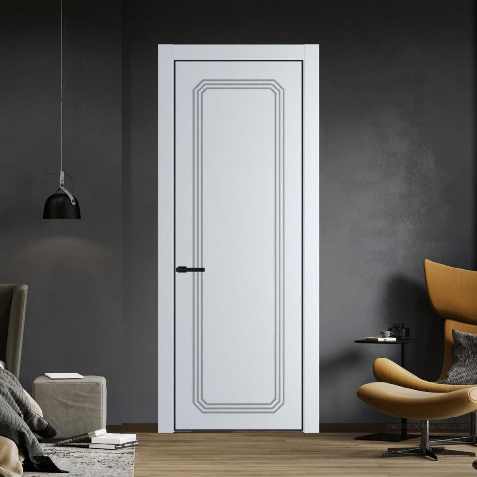 Межкомнатная дверь ProfilDoors 32 PA с фрезерованным рисунком Вайт с профилем Черный