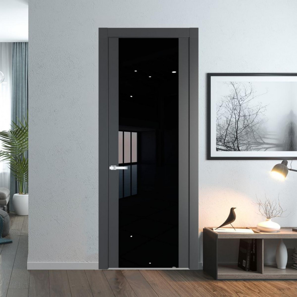 Межкомнатная дверь ProfilDoors 1.7P Графит Lacobel Черный лак