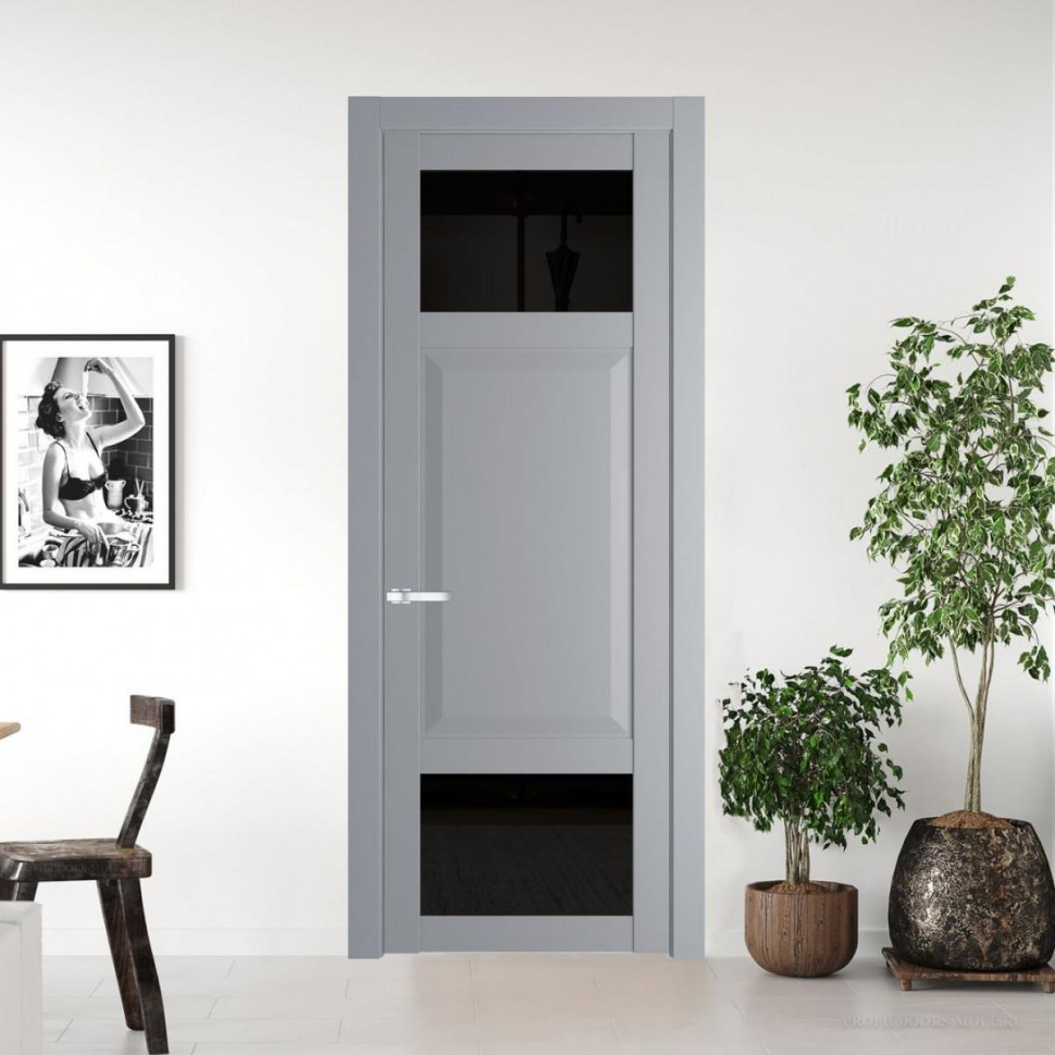 Межкомнатная дверь ProfilDoors 1.3.4 PD цвет Смоки вставка Черное тонированное